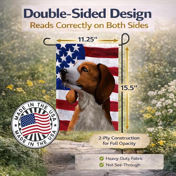 Caroline's Treasures CK6397GF American English Coonhound American Flag Garden Flag Mailbox Flag Decorative Yard Flag Banner Outside Patio Artwork Yard Flower Beds, Garden Size, Multicolor