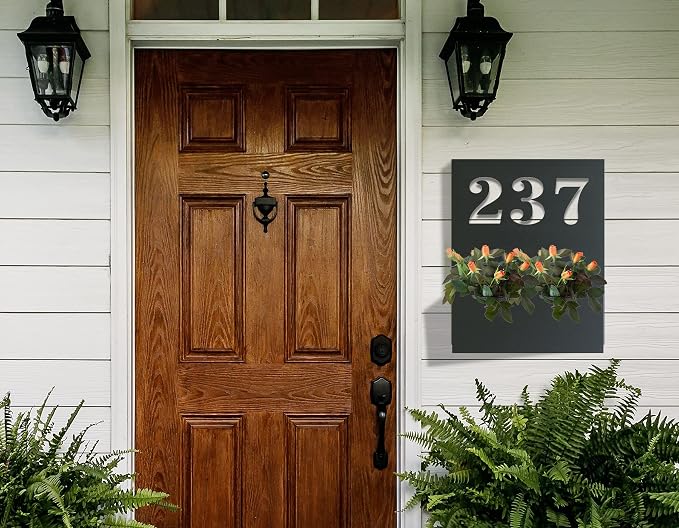 Personalized Address Sign with Planter Box, Personalized Metal Address Planter, Custom House Numbers, Address Planter Box, House Numbers Sign…, design 49