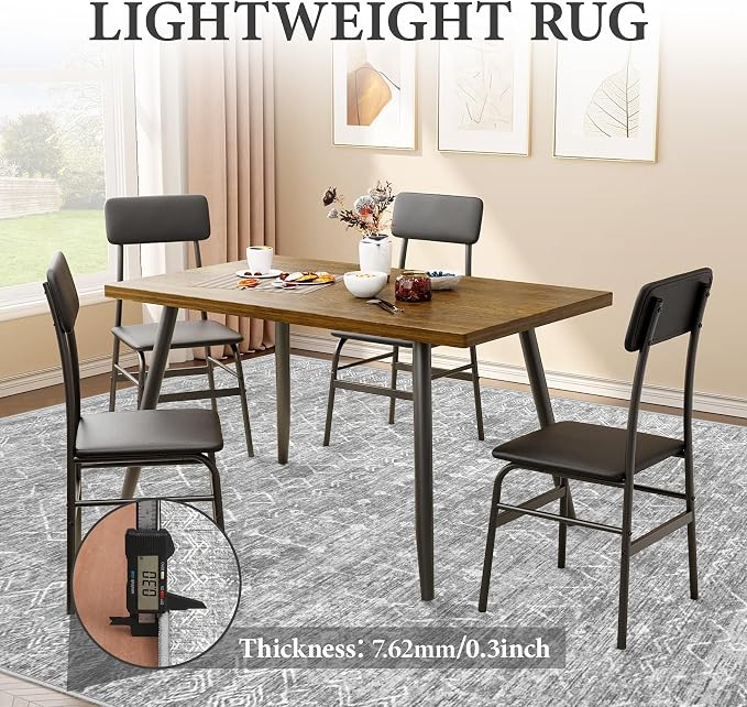 Area Rug for Living Room 6x9: Large Washable Boho Moroccan Rugs Geometric Neutral Rug, Non-Slip Foldable Morden Farmhouse Indoor Floor Carpet for Bedroom Dining Table Home (Moroccan Grey, 6'x9')
