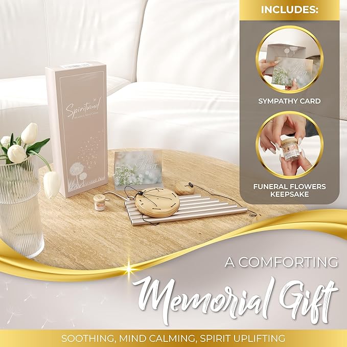Tranquil Pearl Memorial Wind Chimes for Loss of Loved One - Beautifully Packaged, Deep Sounding Sympathy Wind Chimes for Outside - A Deeply Meaningful Sympathy Gift or as Memorial Gifts for Loss (32")
