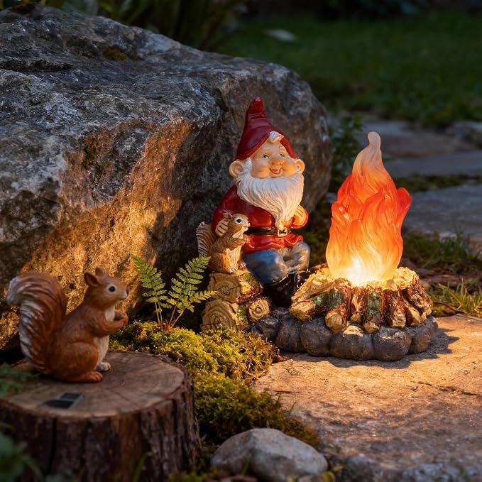 Solar Light-Up Garden Gnome Statue - Waterproof Outdoor Decor for Garden, Yard, Porch Patio Lawn Balcony,Decorations for Families and Holiday Enthusiasts for Women,Grandma, Housewarming