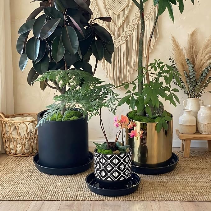 10Pack Plant Saucer 11 inch, Heavy Duty Flower Pot Saucers, Plant Pot Saucers Bulk, 1.5'' Deeper Plant Trays for Pots Durable Drip Trays for Potted Plants, Plant Saucers for Outdoors and Indoors