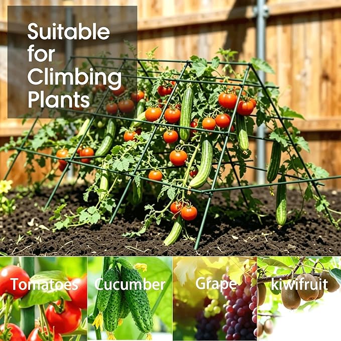 Orgrimmar 26 PCS 57" Garden Support Stakes Plastic Coated Deformable Climbing Plant Trellis Plant Climbing Frame for Tomato Cucumber Eggplant Vine Vegetable (57 Inch)