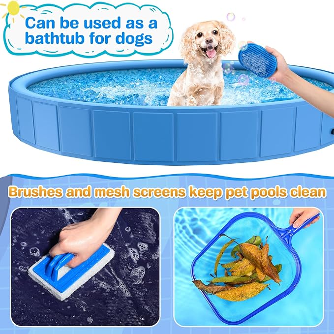Foldable Dog Pool, 87in Large Sprinkler Pool with Cover, Heavy Duty Dogs Splash Pad with Sprinkler Bathtub for Large Medium Small Pets Summer Outside Water Playingng