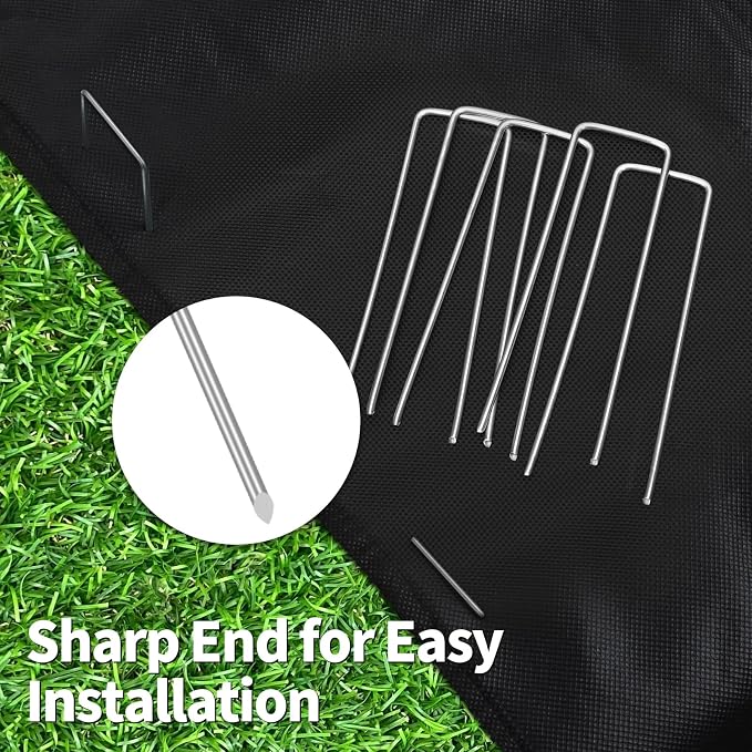 CEWOR 500 Pack Landscape Staples 4 Inch, Galvanized Garden Stakes 12 Gauge U-Shaped SOD Pins Yard Ground Staples for Landscaping Fabric, Plant Cover, Lawn, Turf, Irrigation Tubing Hose
