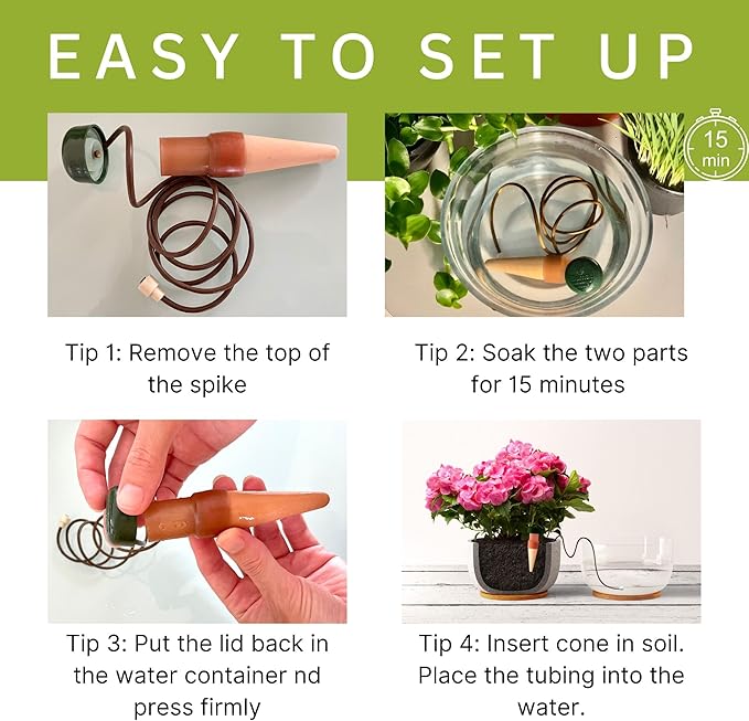 Blumat Classic Self-Watering Stakes - Prevents Overwatering and Underwatering for Healthy Growth While You are Away - Ideal for Indoor Plant Watering (25 Pack w/o Adapter)