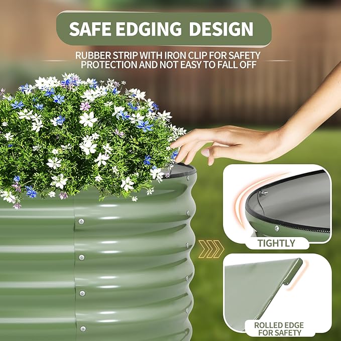 Galvanized Raised Garden Bed Outdoor- 2 Pcs Raised Beds for Gardening| Metal Planter Box, Steel Raised Garden Bed Kit with Gloves for Vegetables, Flower, Herbs (8x2x1.4FT, Green)