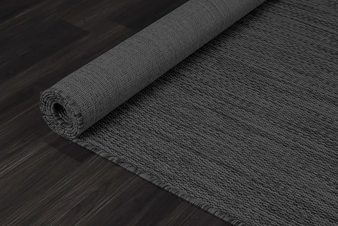 CAMILSON Outdoor Rug 5x7 Modern Area Rugs for Indoor and Outdoor Patios and Porches - Waterproof, Washable, Non-Shedding, Easy-to-Clean Outside Carpet (5 x 7, Solid - Dark Gray)