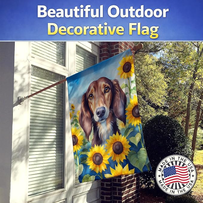 Caroline's Treasures DAC6152CHF Saluki in Sunflowers House Flag Large Porch Sleeve Pole Decorative Outside Yard Banner Artwork Wall Hanging, Polyester, House Size, Multicolor