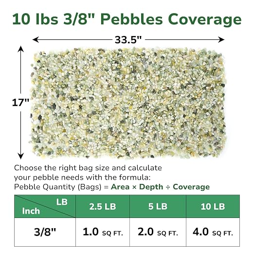 GreatBuddy 10-lb Decorative Rocks for Indoor Plants, 3/8" Jade Pebbles for Planters, Gravel for Succulent, Vases, Bamboo, Garden Landscaping, Crafts, Aquariums, Natural Polished