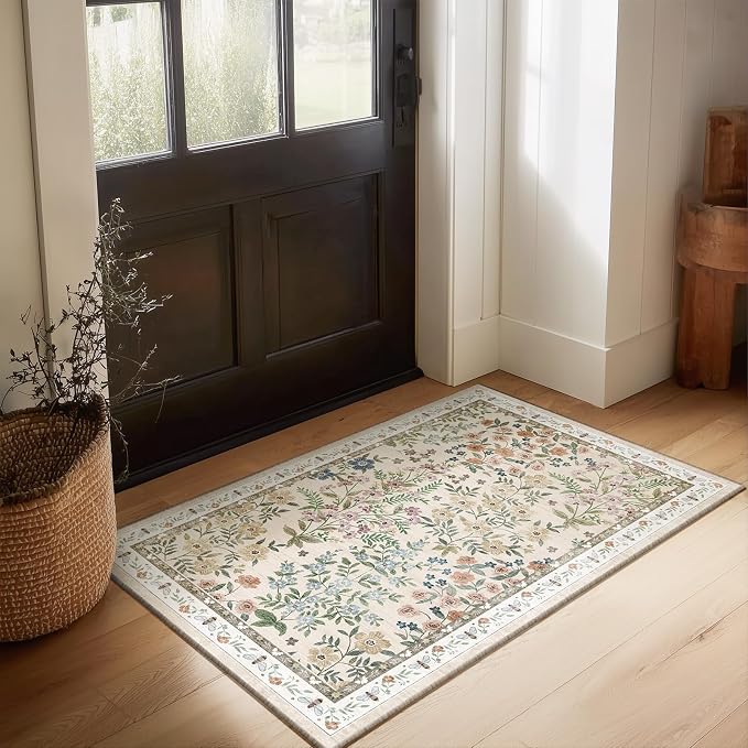Machine Washable Small Rugs for Entryway: Door Mat Indoor Entrance 2x3 Throw Rug Non-Slip Low Pile Soft Kitchen Rugs for Front Door Indoor Entrance Entry Bedside Kids Room