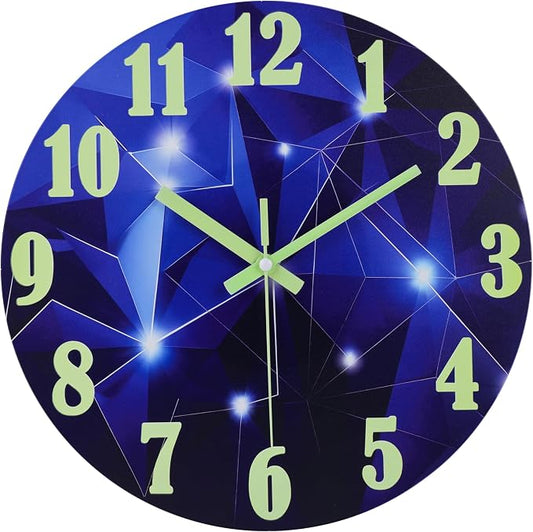 jomparis Outdoor Clocks Waterproof 12 Inch Galaxy Night Light Glass Wall Clock for Pool Patio Bathroom