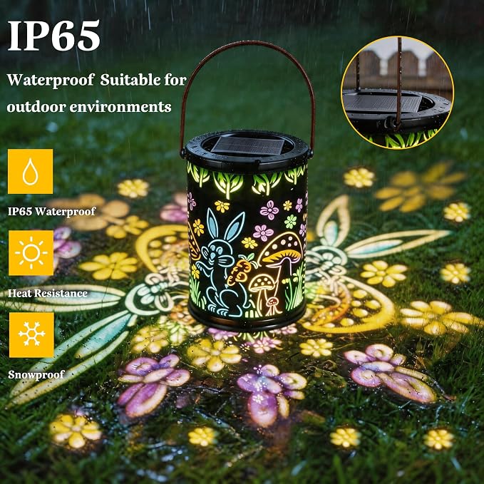 Solar Lanterns Outdoor Waterproof, Solar Lights Outdoor Garden Decor, Gifts for Women Mom Grandma Mother's Day, Solar Powered Decorative Lanterns for Outside, Patio, Yard, Lawn, Porch