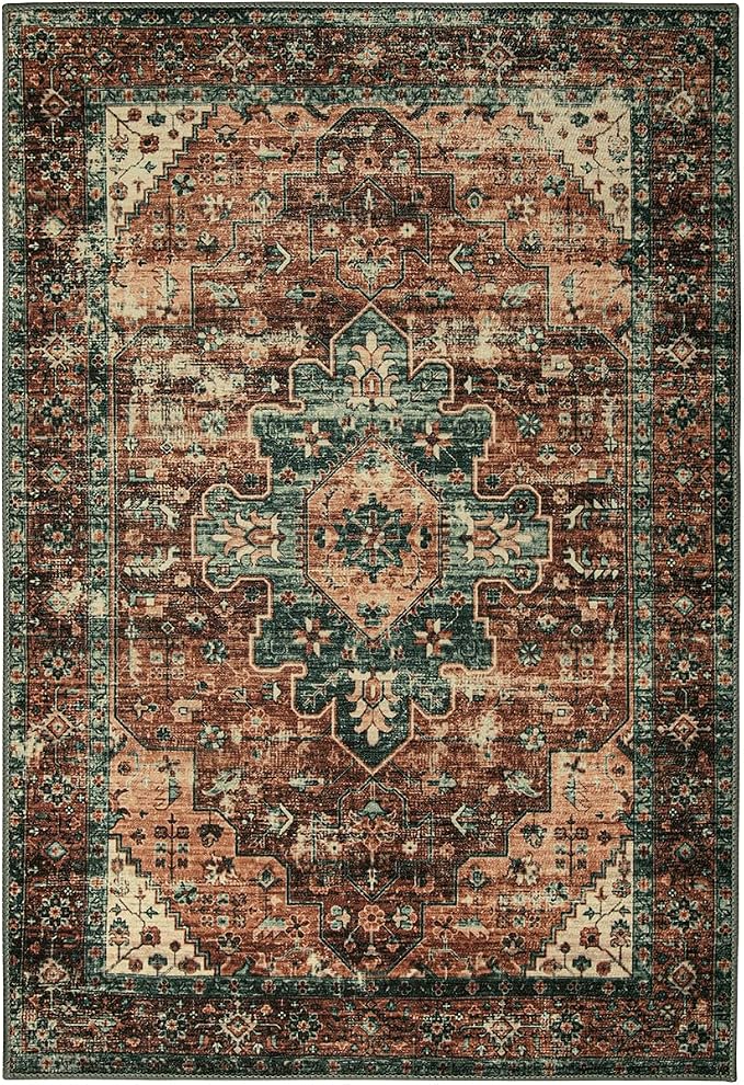 Moynesa Washable Vintage Bathroom Rug, Small Area Rug 2x3 Entryway Rug Indoor Door Mat, Boho Kitchen Rugs Non Skid Non Slip, Non-Shedding Ultra-Thin Oriental Throw Carpet for Bedroom Decor