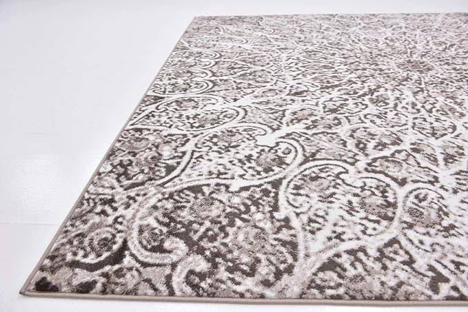 Unique Loom Sofia Collection Area Rug - Grace (8' Square, Brown/ Ivory)