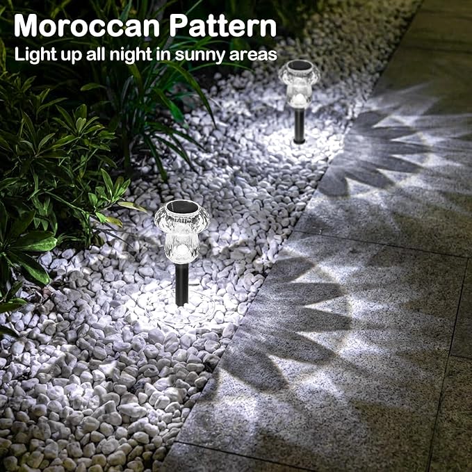 Solar Pathway Lights Outdoor 16 Pack Mushroom Garden Lights Waterproof Solar Powered Yard Lighting for Landscape, Driveway, Path, Walkway, Patio, Outside Garden Decorations, 6000K Cold White
