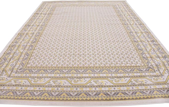 Unique Loom Williamsburg Collection Traditional Border with Dotted Center Area Rug, Rectangular 8' 0" x 10' 0", Beige/Yellow
