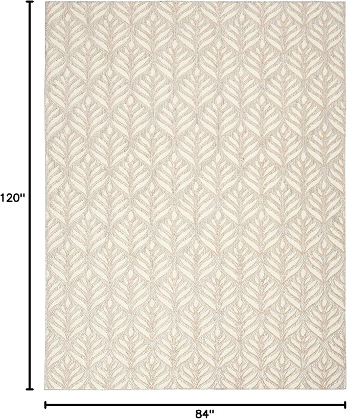 Nourison Home Aloha Ivory Grey 7' x 10' Area Rug - Easy Clean, Non Shedding, Bed Room, Living Room, Dining Room, Kitchen (7' x 10')