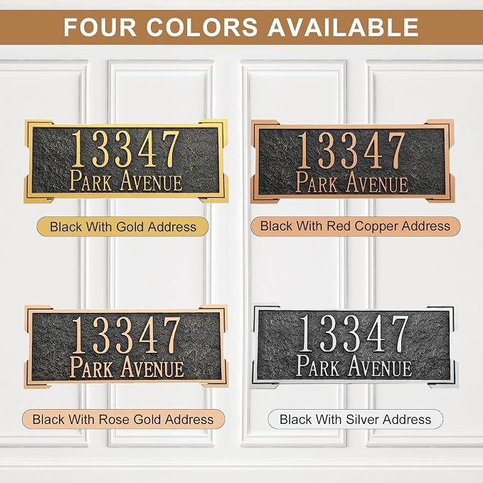 Address Sign Lawn Mounted - Custom House Number Plaque Sign,House Address Numbers for Outside House,Yard,Garden,Grass,Ground,Drive Way,Lawn, 4 Colors,12''x 5''