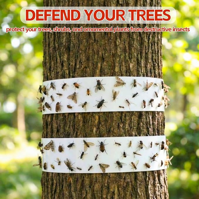 18 Rolls Spotted Lantern Fly Traps Ant Insect Barrier, 30 ft Each, Outdoor Fly Tree Tape Trees Wrap Spotted Lanternfly Killer for Protect Trees, Fruit & Plants, Pest Control Lawn & Garden