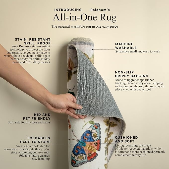 Machine Washable Kitchen Runner Rugs: 2'x10' Hallway Runner Stain Resistant Non Slip Low Pile Soft Indoor Carpet Runners for Hallways Entryway Kitchen Living Room Bedroom Bathroom Farmhouse