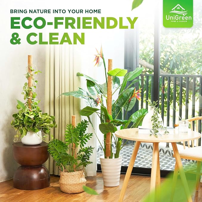 UNIGREEN 2Pack 87'' Large Premium Moss Pole, Coir Totem Poles for Big Indoor Plants, 47'' Moss Sticks for Monstera Plant Support, Plant Pole for Big Climbing Plants Indoor