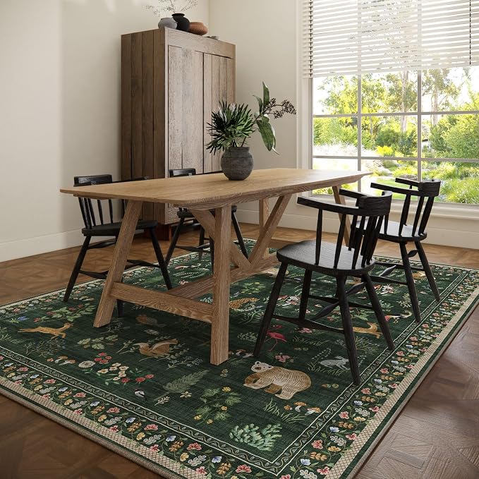 Machine Washable Rugs for Living Room: 6x9 Area Rugs for Bedroom Vintage Rugs Stain Resistant Non Slip Low Pile Soft Carpet Rug for Kitchen Dining Room Farmhouse Nursery Kids Room Indoor