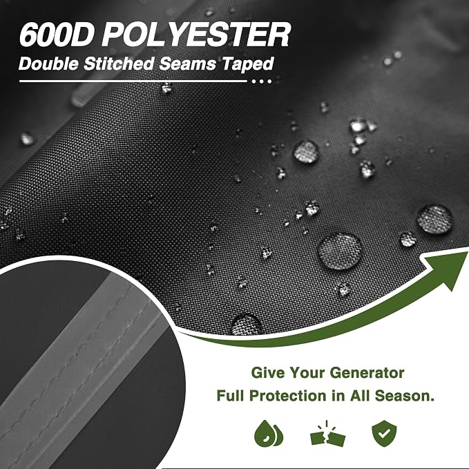 Porch Shield Waterproof Universal Generator Cover 28 x 26 x 24 inch - for Most Generators 7500-9500, Black