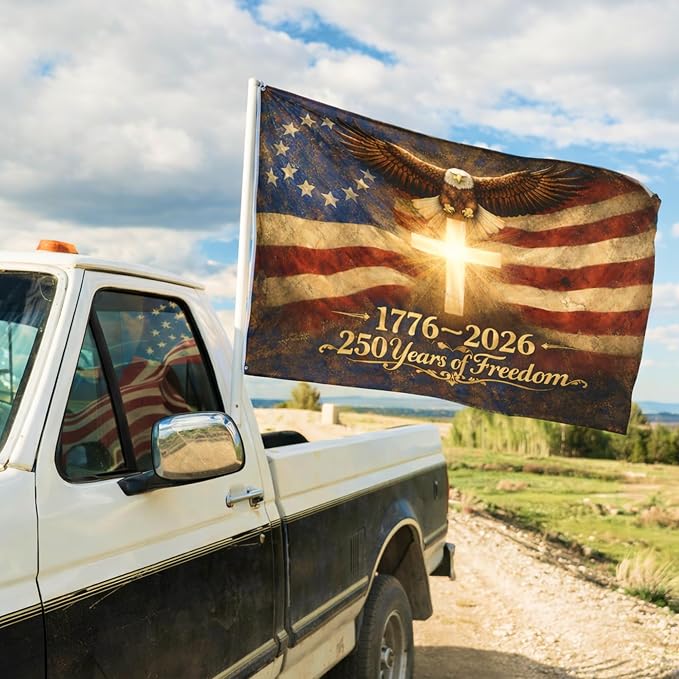 USA 250 Year Anniversary Flag 3x5 Ft – 1776-2026 United States Semiquincentennial Outdoor Banner, 250th America Birthday Celebration Decor (Cross Poly)