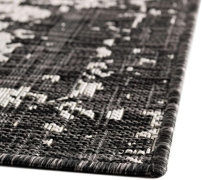 Unique Loom Outdoor Collection Area Rug - Dubai (3' 3' x 5' 3' Rectangle, Charcoal Gray/ Ivory)