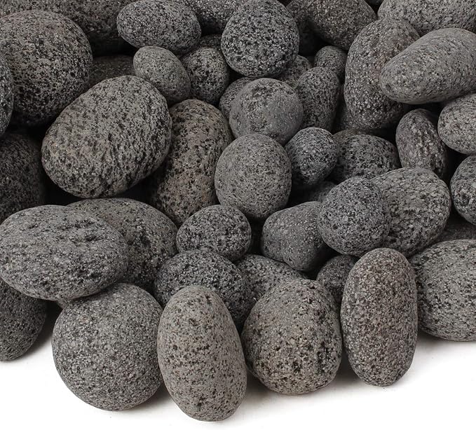 Lava Rock - 25-Pound Tumbled Lava Stones - 2" Black/Gray Lava Pebbles - Volcanic Rock - Landscaping Rocks - Medium