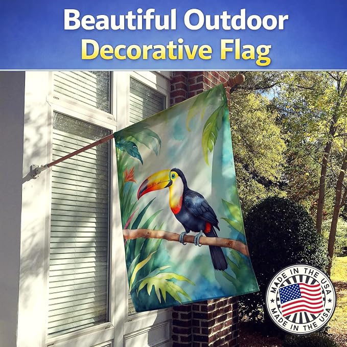 Caroline's Treasures Toucan House Flag Large Porch Sleeve Pole Decorative Outside Yard Banner Artwork Wall Hanging, Polyester, House Size, Multicolor