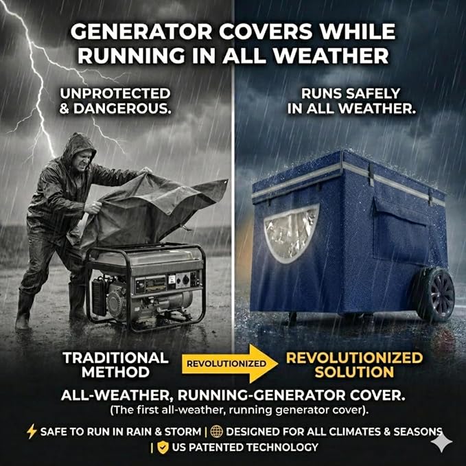 Generator Covers While Running, 38X28X27 inches, Top Can Be Opened for Refueling, Heavy Duty Waterproof Generator Covers, Made of Double-Layer Material, for 12000W+ Frame Type Generators
