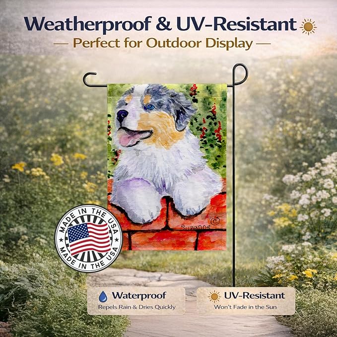 Caroline's Treasures SS8849GF Australian Shepherd Garden Flag Mailbox Flag Decorative Yard Flag Banner Outside Patio Artwork Yard Flower Beds, Garden Size, Multicolor