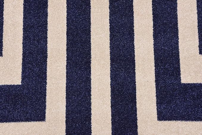 Unique Loom Athens Collection Classic Geometric Modern Border Design Area Rug (8' 0 x 8' 0 Square, Navy Blue/ Beige)