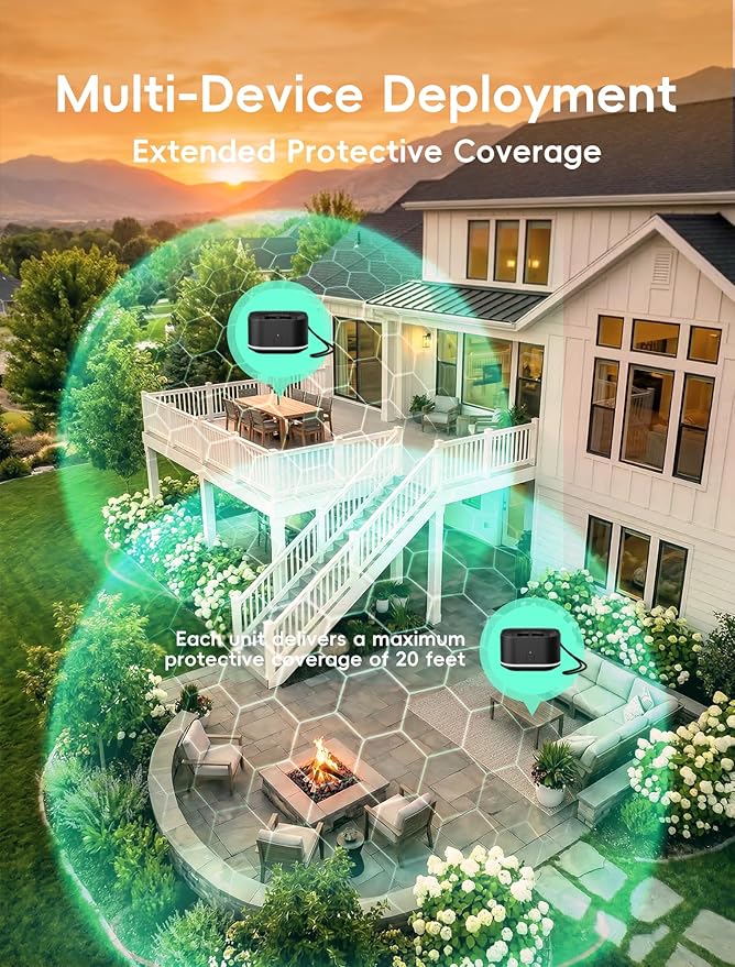 BuggyBands Portable Mosquito Repellent Outdoor Patio & Indoor Rechargeable Electronic Insect Repellent Device | 20 ft Coverage Zone for Camping, Hiking, Backyard | Safe for Kids & Pets | 2 Refills
