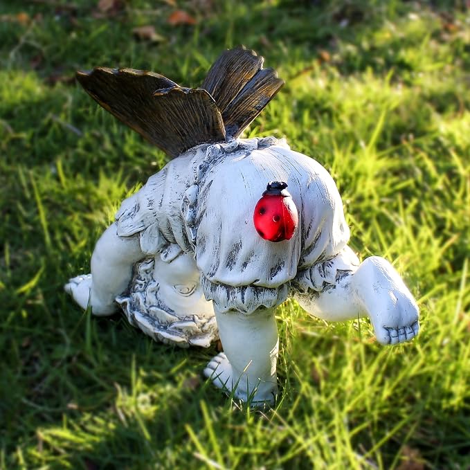 Suyorpe Solar Fairy Garden Statue Decor - Gifts for Women Mom Mother's Day, Angel Boy Resin Figurine Waterproof Home Decoration with Ladybug LED Lights for Outdoor Balcony Lawn Yard Patio