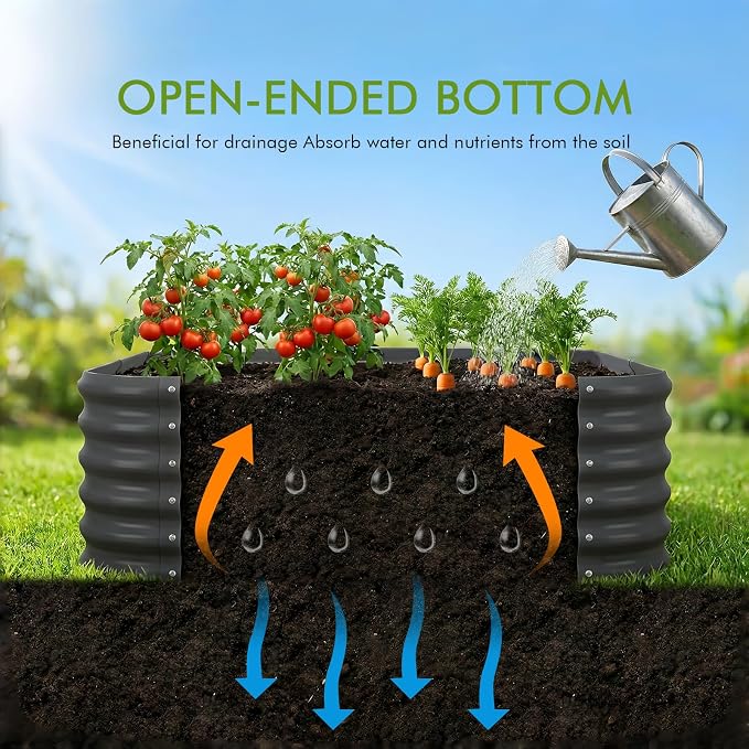 2-Pack 4x1.5ft Galvanized Raised Garden Bed, Outdoor Planter Bed, Metal Planter Box for Gardening and Planting,Dark Grey