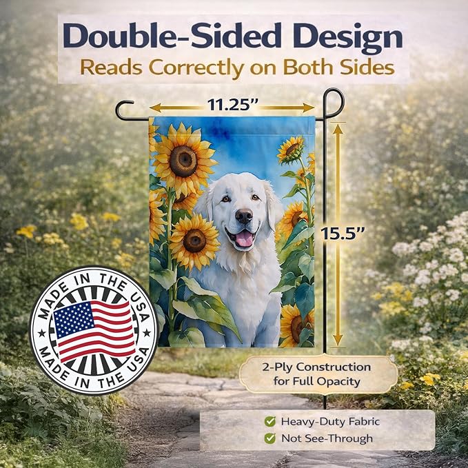 Caroline's Treasures DAC6108GF Kuvasz in Sunflowers Garden Flag Mailbox Flag Decorative Yard Flag Banner Outside Patio Artwork Yard Flower Beds, Garden Size, Multicolor