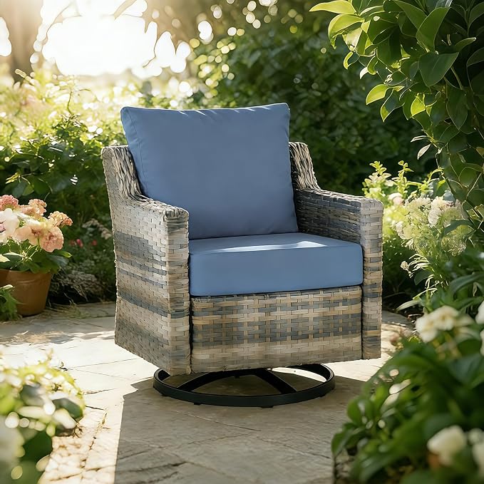 Goodgoods 25 x 25 Sunbrella Outdoor Patio Deep Seat Cushions 2-Pack, Fade-Resistant & Water-Resistant Furniture Chair Cushions with 30D High-Resilience Foam for Sofa, Spectrum Denim