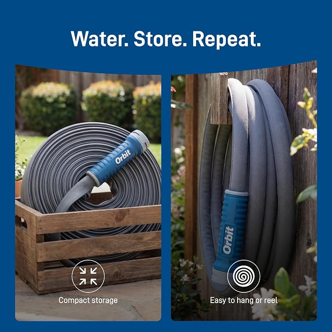 Orbit ExoJacket Fabric Garden Hose - 100 ft x 5/8 in - Heavy-Duty Fabric - Durable ExoJacket Construction - Antikink Technology for Constant Water Flow - Lightweight Professional-Grade Hose - 33180