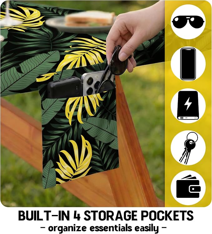 Picnic Table Cover with Bench Covers Vinyl Table Cloth Camping Lovers Essentials Camper Rv Car Travel Accessories Accessory Overlanding Must Haves Outdoor Gadgets Road Trip Tools Stuff Gear Equipment
