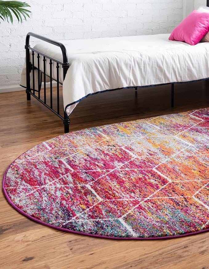 Unique Loom Trellis Frieze Collection Area Rug - Geometric (3' x 5' Oval, Multi/ Ivory)