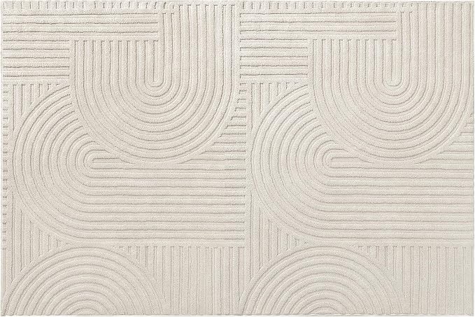 Pauwer 4x6 Area Rugs for Living Room, Modern Non Slip Washable Rug, Beige | Arch Pattern, Soft Fluffy, Neutral, Boho Accent, Solid Color Floor Carpet, For Kids Room Dining Room Nursery Entryway