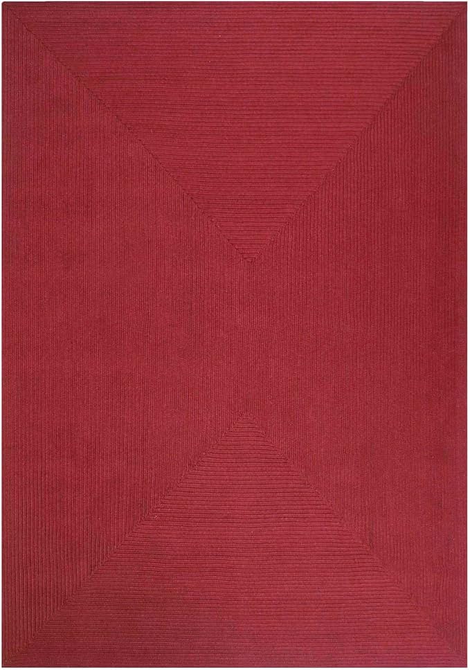 Superior Indoor/ Outdoor Large Area Rug, Reversible Braided Home Floor Decor for Living Room, Kitchen, Entryway, Patio, Front Porch, Deck, Modern, Boho, Farmhouse Style, 5' x 8', Burgundy