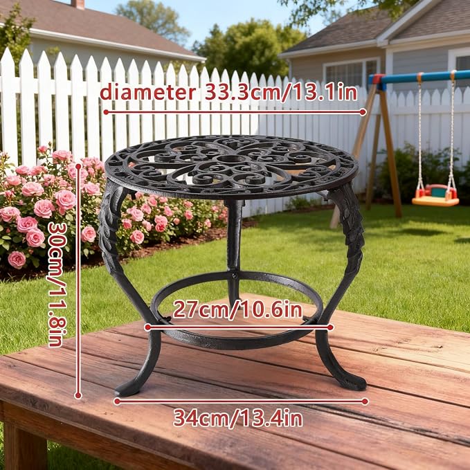 Notakia Plant Stand Indoor Outdoor Clearance Heavy Duty Cast Iron Plant Table for Patio & Garden, Tall Vintage Decorative Metal Plant Rack, Wrought Iron Flower Pot Holder for Home Garden Porch Yard