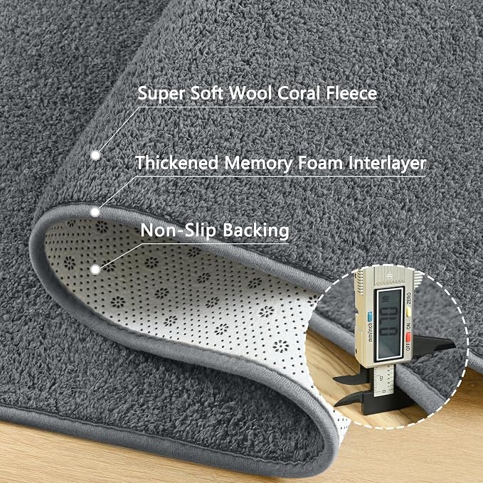 6x9 Dark Grey Area Rug Modern Aesthetic Minimalist | Washable Memory Foam, Low Pile Non Slip Indoor Carpet for Living Room Bedroom Office Classroom College Dorm Room Home Decor