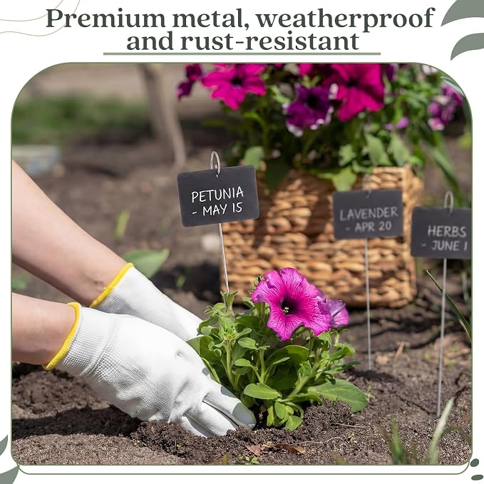Hotop 30 Pcs Silver Plant Label Hooks, 20cm Garden Label Markers Hanger Rustproof Deformed Plant Sign Stake Metal Garden Sign Hanging Rods for Flower Planter Container Accessories