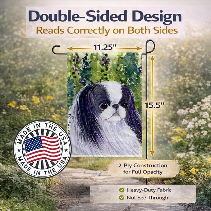 Caroline's Treasures SS8730GF Japanese Chin Garden Flag Mailbox Flag Decorative Yard Flag Banner Outside Patio Artwork Yard Flower Beds, Garden Size, Multicolor