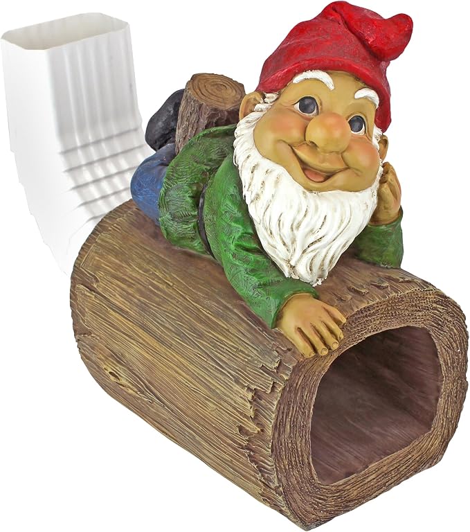 Design Toscano Stormy the Gnome Gutter Guardian Downspout Statue